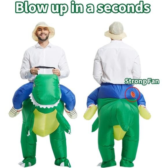 Inflatable Dinosaur Costume: Blow-Up Halloween Outfit - Picture 3 of 7
